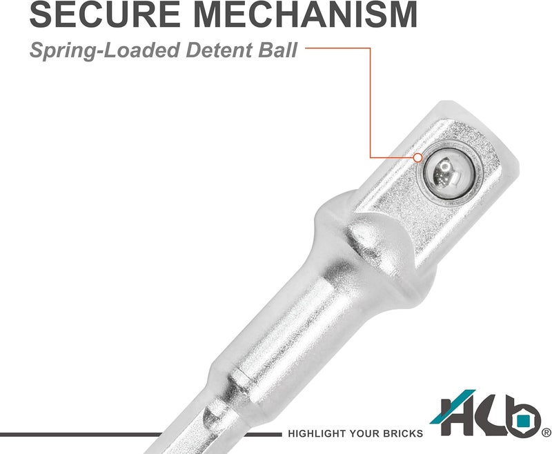 hb+ 3-Piece Socket Adapter Set AAM001-U | 1/4" Hex Shank Impact Driver Drill Adapters | 1/4", 3/8", 1/2" Drive | Chrome Vanadium Steel with Spring-Loaded Detent Ball | Professional Tools Made in Taiwan - Image 4